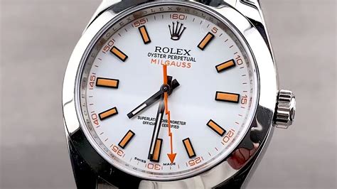 rolex milgauss white dial lume|Rolex Milgauss 116400 for sale.